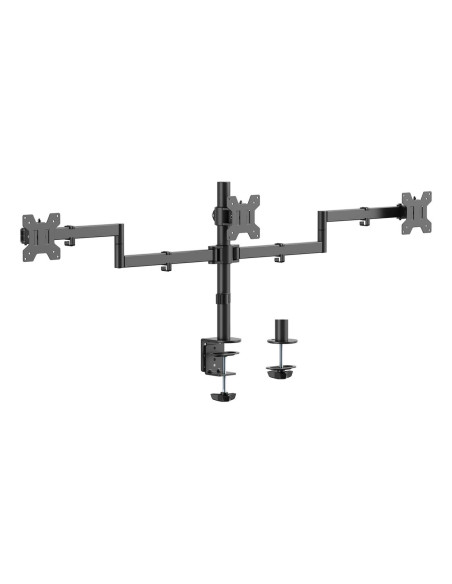 AISENS Soporte de mesa eco giratorio e inclinable para 3 monitores