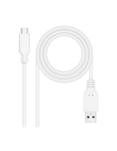 Nanocable Cable USB 2.0 3A, tipo USB-C/M-A/M, Blanco, 1 m