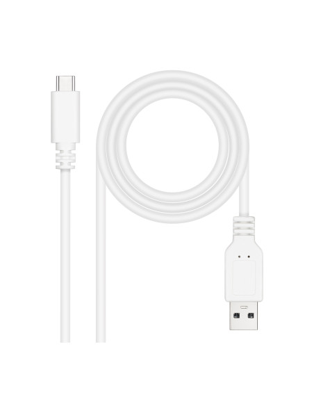 Nanocable Cable USB 2.0 3A, tipo USB-C/M-A/M, Blanco, 1.5 m