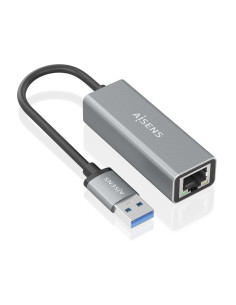 AISENS Conversor USB 3.0 a ethernet Gigabit 10/100/1000 Mbps, Gris,