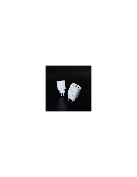 Nanocable Cargador USB-C/PD + USB-A/QC 30W, Blanco