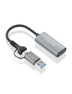 AISENS Conversor Aluminio USB-A+USB-C A HDMI 1080P@60Hz,