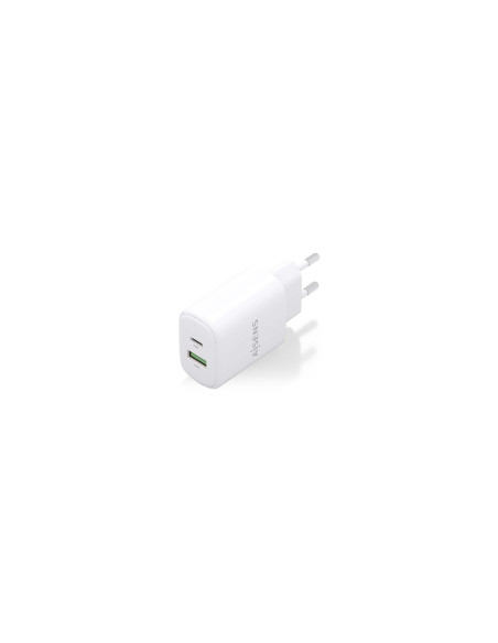 AISENS Cargador GaN 25W, 1xUSB-C PD3.0, 1xUSB-A QC3.0, Blanco