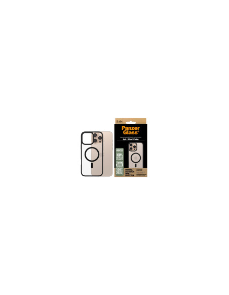PanzerGlass ® HardCase Transparent w. Black MagSafe & Frame iPhone 16