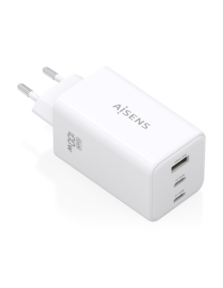AISENS Cargador GaN 100W, 2x USB-C PD3.0 QC4.0 QC5.0, 1x USB-A QC3.0,