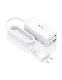 AISENS Cargador Sobremesa GaN 100W, 3x USB-C PD3.0 QC4.0 QC5.0, 1x