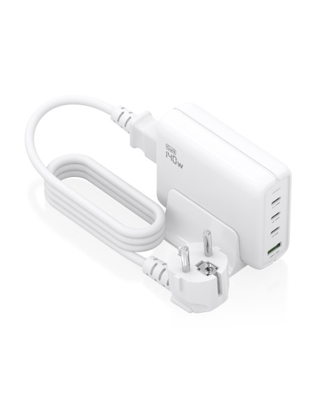 AISENS Cargador Sobremesa GaN 140W, 3x USB-C PD3.1 QC4.0 QC5.0, 1x