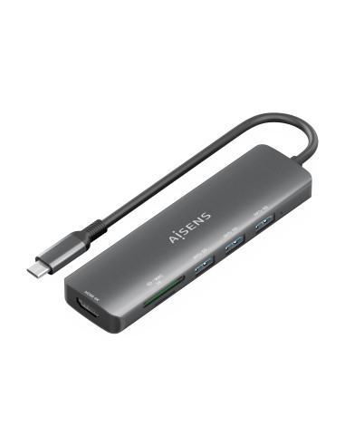 AISENS USB-C Dock 6 en 1, USB-C A, 1x HDMI, 3x USB-A, 1x SD, 1x