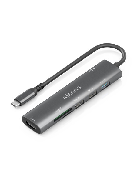 AISENS USB-C Dock 7 en 1, USB-C A, 1x HDMI, 2x USB-A USB2.0, 1x USB-A
