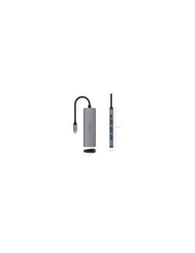 Nanocable Hub USB-C 5 en 1, Conversor USB-C 3.1 a 3xUSB-A 3.0 + USB-C