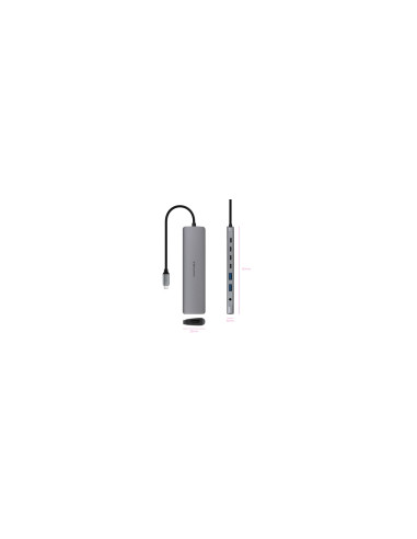 Nanocable Hub USB-C 8 en 1, Conversor USB-C 3.1 a 2xUSB-A 3.0 +