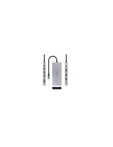Nanocable Hub USB-C 12 en 1, Conversor USB-C 3.1 a 3xUSB-A 3.2 +