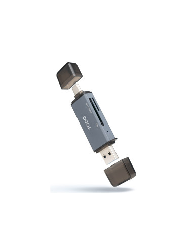 TooQ Lector de Tarjetas SD + TF, con entradas USB-C 3.0 + USB A,