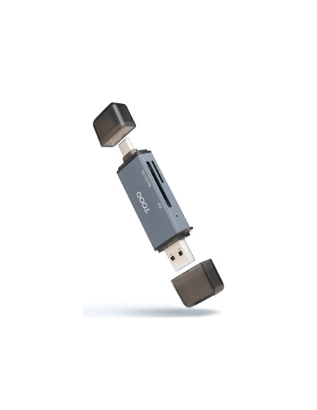 TooQ Lector de Tarjetas SD + TF, con entradas USB-C 3.0 + USB A,