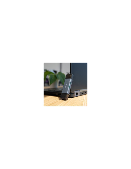 TooQ Lector de Tarjetas SD + TF, con entradas USB-C 3.0 + USB A,