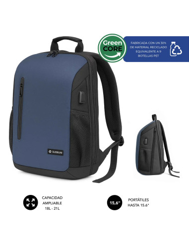 SUBBLIM Nomad Xpand Air Padding mochila City backpack Azul Poliéster reciclado