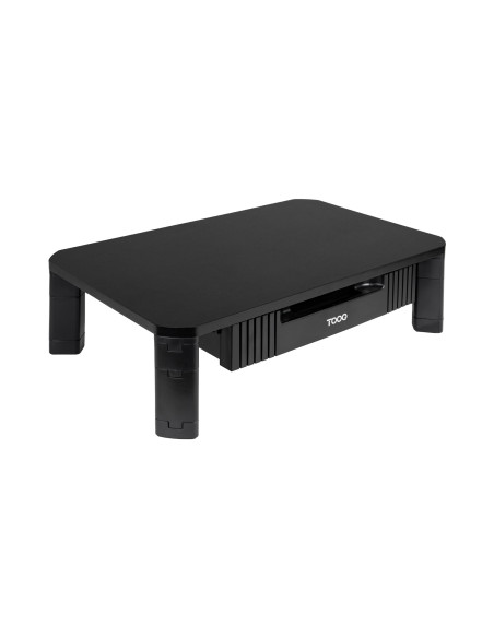 TooQ Soporte Elevador Multiusos con Cajón para Monitor/Portátil, Negro