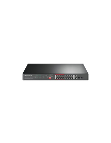 Mercusys 16-PORT 10/100MBPS+ 2-PORT GB RCK 16-PORT POE+ No administrado Fast Ethernet (10/100) Energía sobre Ethernet (PoE) Negr