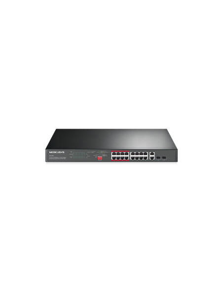 Mercusys 16-PORT 10/100MBPS+ 2-PORT GB RCK 16-PORT POE+ No administrado Fast Ethernet (10/100) Energía sobre Ethernet (PoE) Negr
