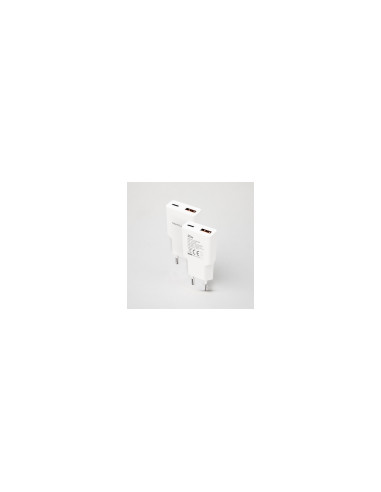 Nanocable Cargador USB-C/PD 25W + USB-A/QC 25W, Blanco