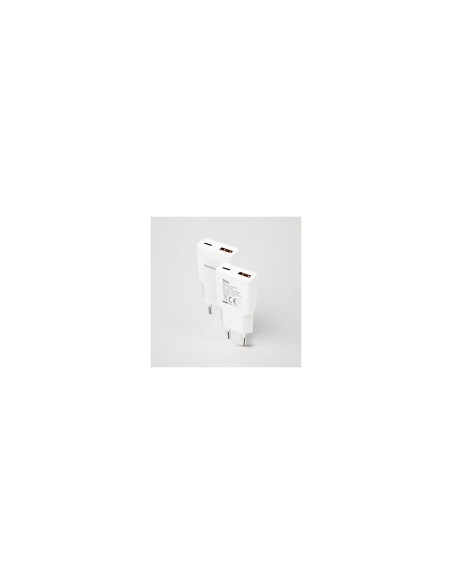 Nanocable Cargador USB-C/PD 25W + USB-A/QC 25W, Blanco
