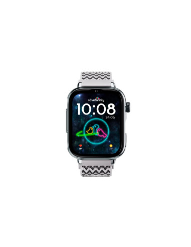 SaveFamily SaveWatch Plus 2 Reloj Inteligente para niños 4G Esfera Plateada correa Tela Zig Zag