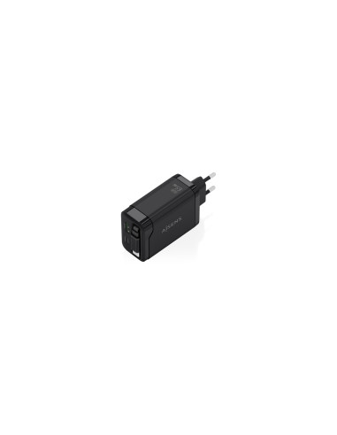 AISENS Cargador GaN 65W, 1xUSB-C Cable Retractil, 1xUSB-C PD3.0,