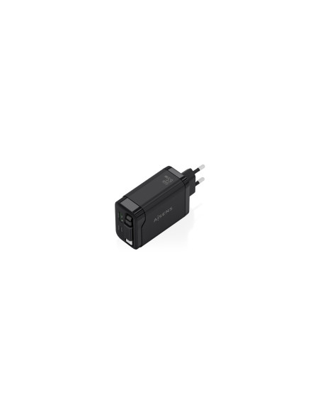 AISENS Cargador GaN 65W, 1xUSB-C Cable Retractil, 1xUSB-C PD3.0,