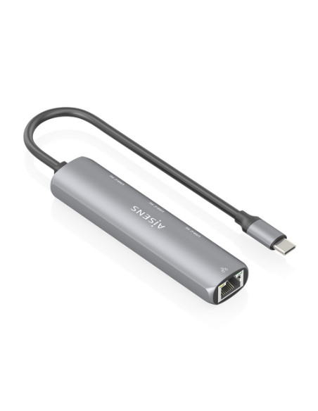 AISENS Dock USB-C A Ethernet Gigabit + Hub 3xUSB-C, Gris, 15cm
