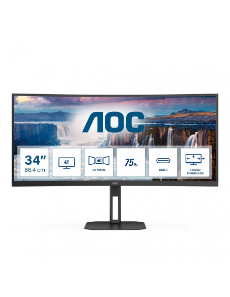 AOC V5 CU34V5C/BK pantalla para PC 86,4 cm (34") 3440 x 1440 Pixeles