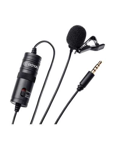 BOYA by-M1 3,5 mm Micrófono lavalier Negro para Smartphone y cámara Canon o Nikon