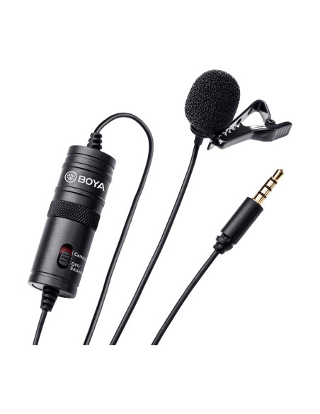 BOYA by-M1 3,5 mm Micrófono lavalier Negro para Smartphone y cámara Canon o Nikon