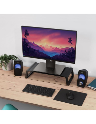 SOPORTE SOBREMESA TRUST MONTA TV/MONITOR CRISTAL ERGONOMIC BLACK