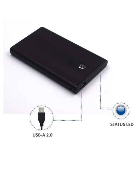 Ewent EW7041 caja para disco duro externo Negro 2.5" USB con