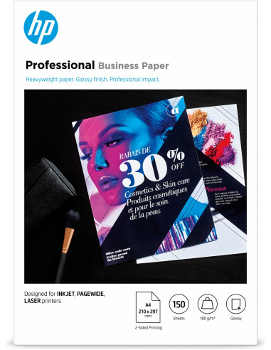 HP Papel para uso empresarial profesional , satinado, 180 g/m2, A4