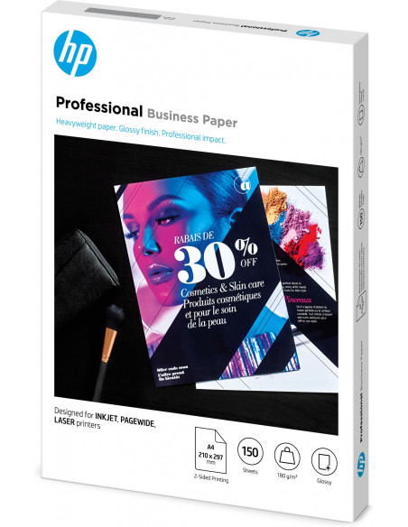 HP Papel para uso empresarial profesional , satinado, 180 g/m2, A4