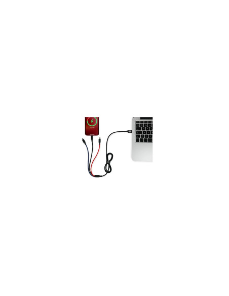 SUBBLIM Cable Premium 3 in 1 USB A - (Micro USB+Type C+Lightning) 1 m Negro, Azul, Rojo