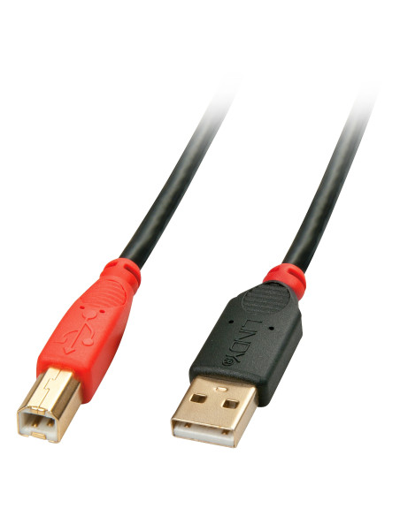 Lindy 42762 cable USB USB 2.0 15 m USB A USB B 0,48 Gbit/s Negro, Rojo