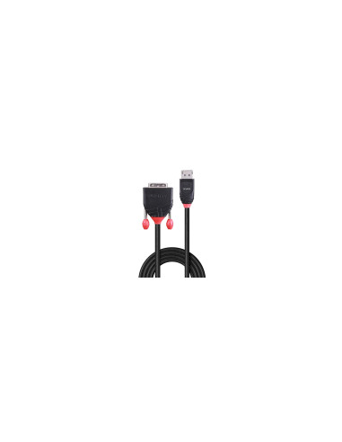 Lindy 41492 adaptador de cable de vídeo 3 m DVI-D DisplayPort Negro