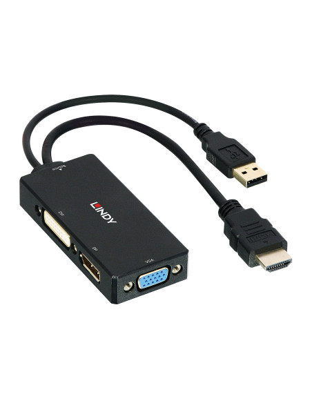 Lindy 38182 adaptador de cable de vídeo 0,15 m Negro
