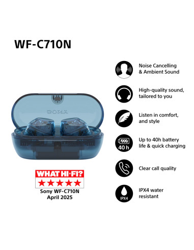 Sony WFC710NL.CE7 auricular y casco Auriculares True Wireless Stereo (TWS) Dentro de oído Llamadas/Música USB Tipo C Bluetooth A
