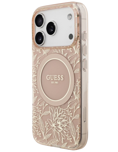 CARCASA MAGSAFE IPHONE 17 PRO MAX FLOWERS ROSA