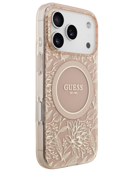 CARCASA MAGSAFE IPHONE 17 PRO MAX FLOWERS ROSA