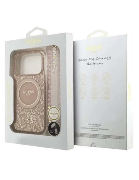 CARCASA MAGSAFE IPHONE 17 PRO MAX FLOWERS ROSA