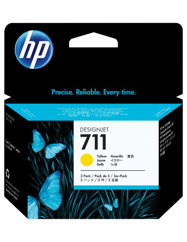 HP Pack de ahorro de 3 cartuchos de tinta DesignJet 711 amarillo de