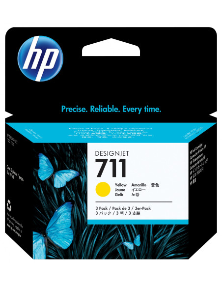 HP Pack de ahorro de 3 cartuchos de tinta DesignJet 711 amarillo de