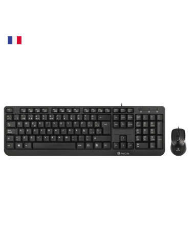 NGS Cocoa Kit, AZERTY, FR teclado Ratón incluido USB Francés Negro