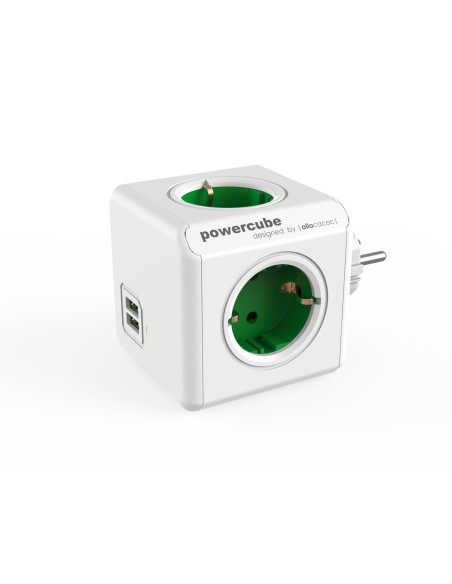 Allocacoc PowerCube Original USB base múltiple 4 salidas AC Interior Verde, Blanco
