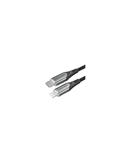 Vention Cable USB 2.0 Tipo-C Lightning TACHH/ USB Tipo-C Macho - Lightning Macho/ 2m/ Gris y Negro