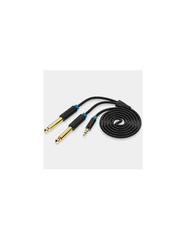 Vention Cable Estéreo BACBI/ Jack 3.5 Macho - 2x Jack 6.5 Macho/ 3m/ Negro